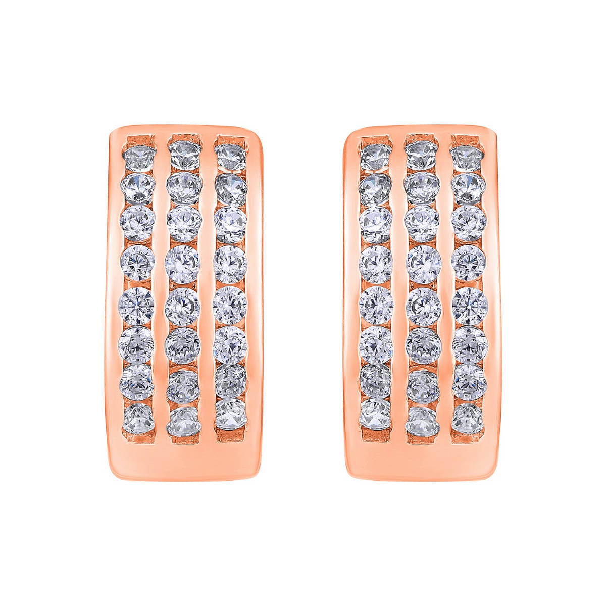 Aatmana Rose Gold Plated American Diamond Studded Hoop Earrings