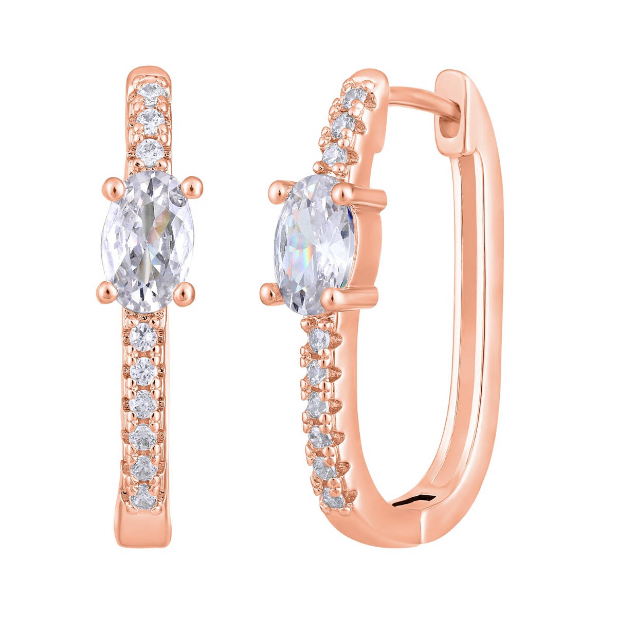 Aatmana Rose Gold-Plated AD Studded Circular Hoop Earrings