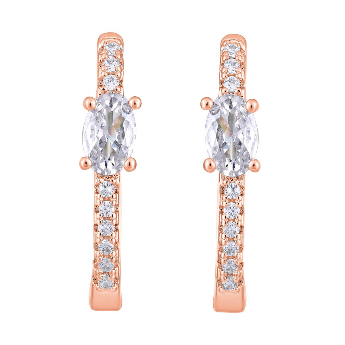 Aatmana Rose Gold-Plated AD Studded Circular Hoop Earrings