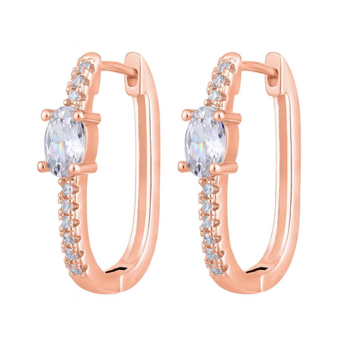 Aatmana Rose Gold-Plated AD Studded Circular Hoop Earrings
