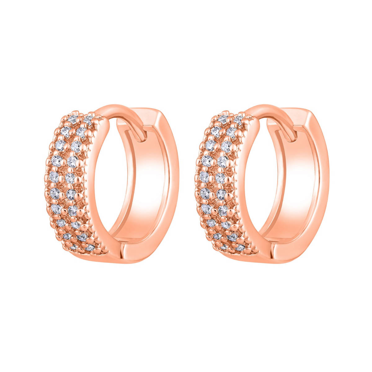 Aatmana Rose Gold-Toned CZ Studded Circular Hoop Earrings