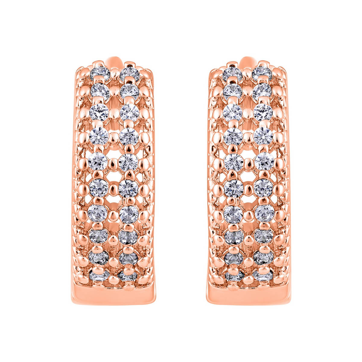 Aatmana Rose Gold-Toned CZ Studded Circular Hoop Earrings