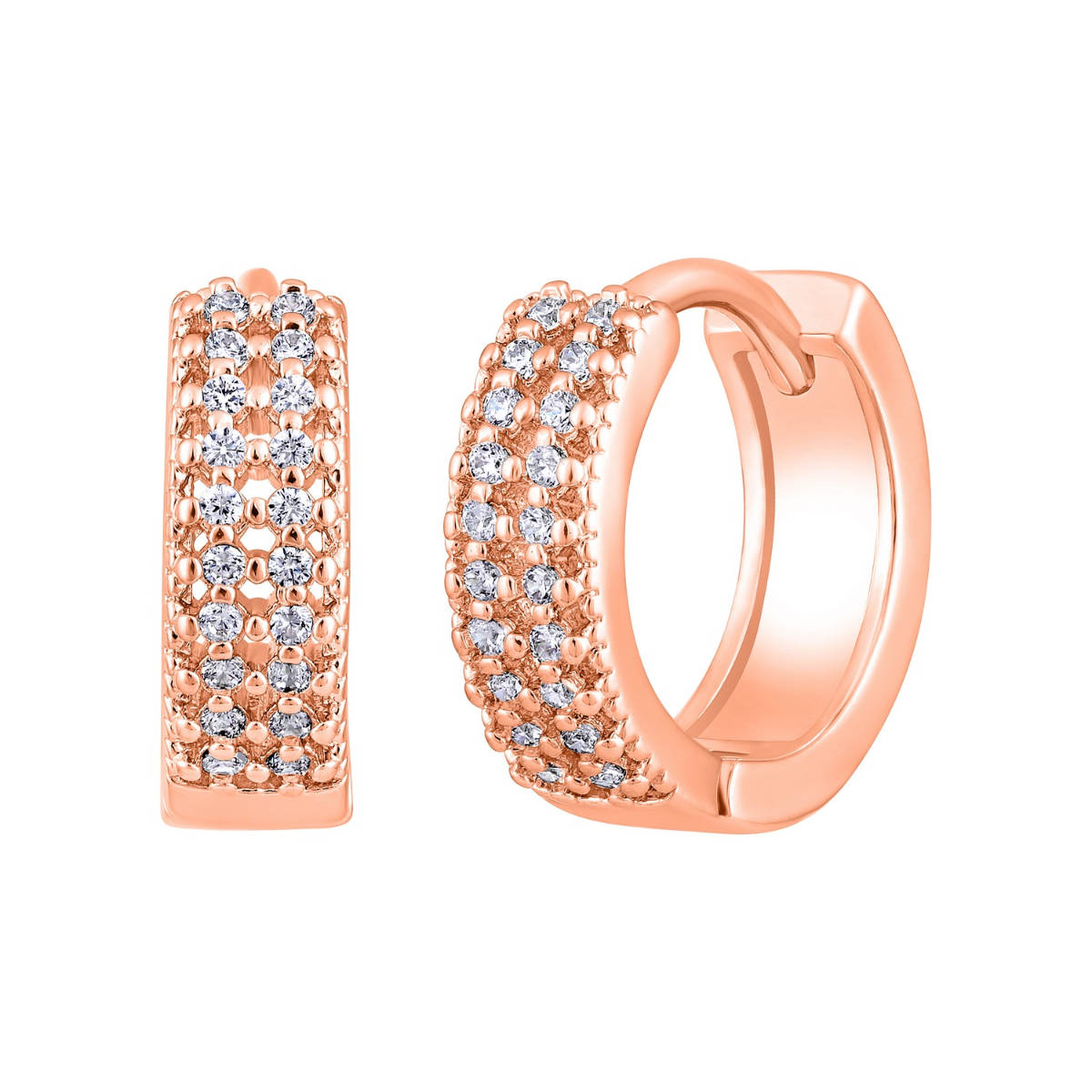 Aatmana Rose Gold-Toned CZ Studded Circular Hoop Earrings