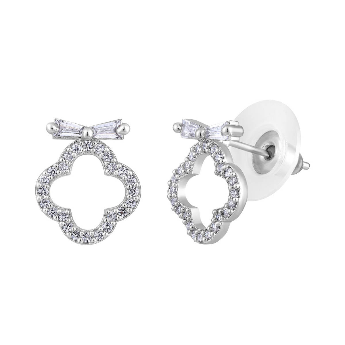 Aatmana White Silver-Plated Contemporary Studs Earrings