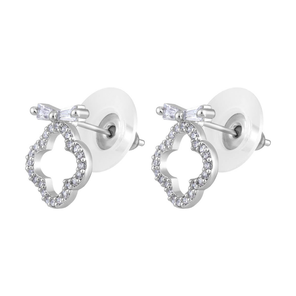 Aatmana White Silver-Plated Contemporary Studs Earrings