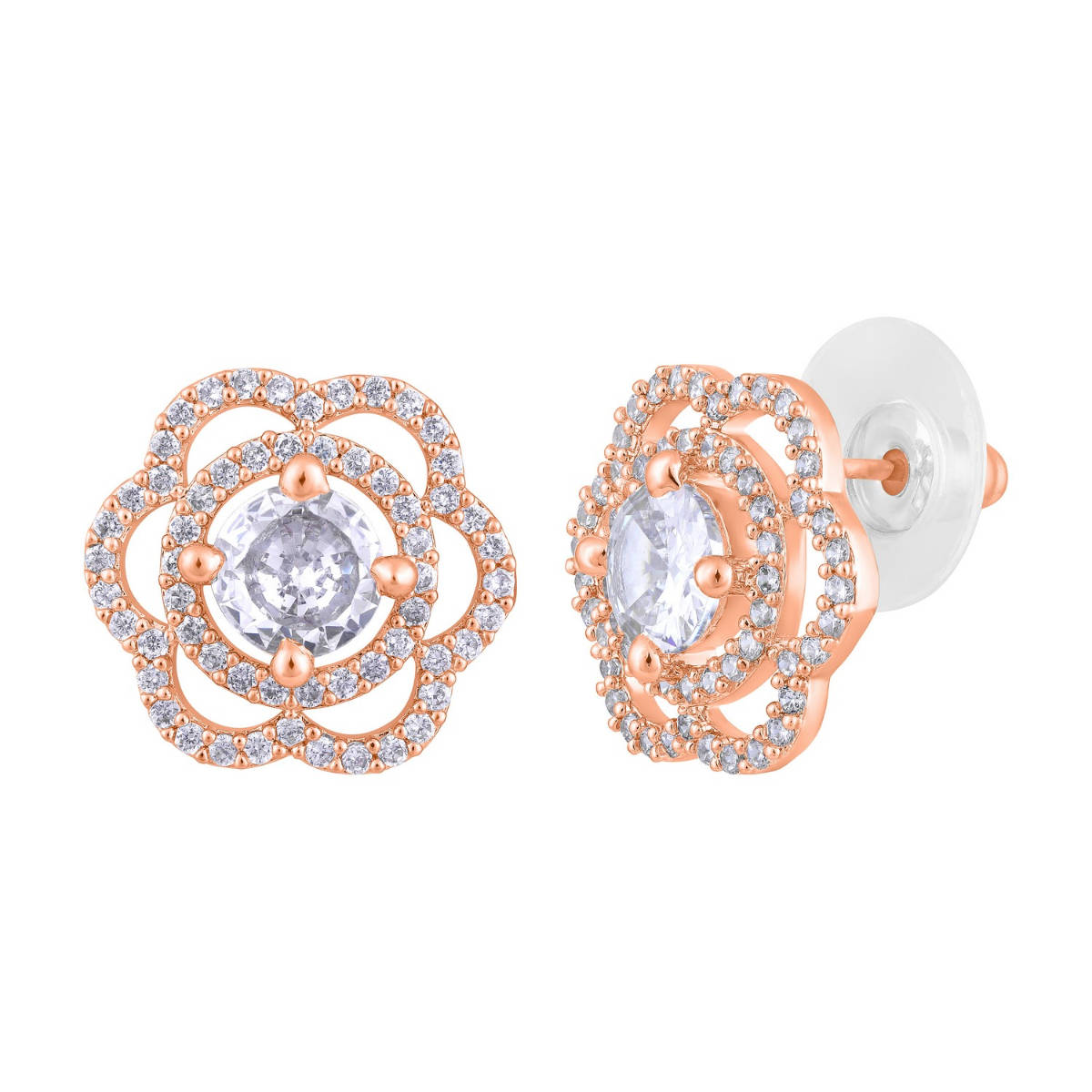 Aatmana Rose Gold-Plated Floral Studs Earrings