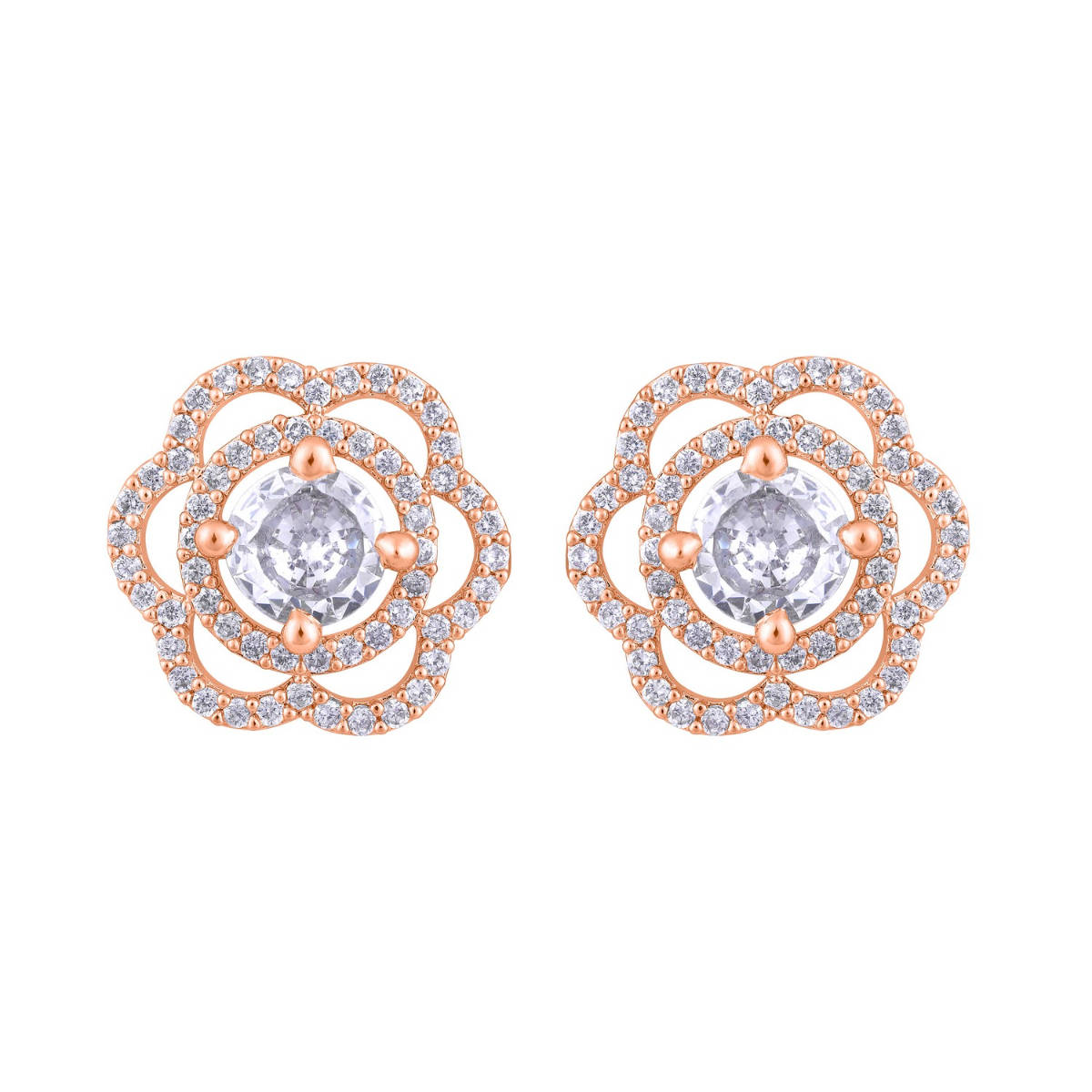Aatmana Rose Gold-Plated Floral Studs Earrings