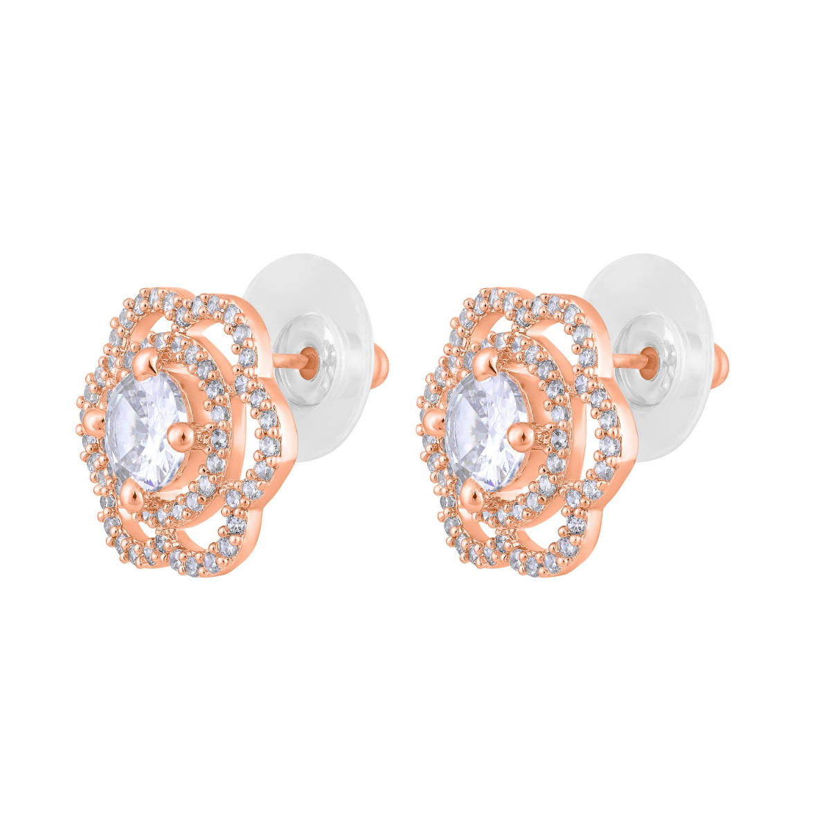 Aatmana Rose Gold-Plated Floral Studs Earrings