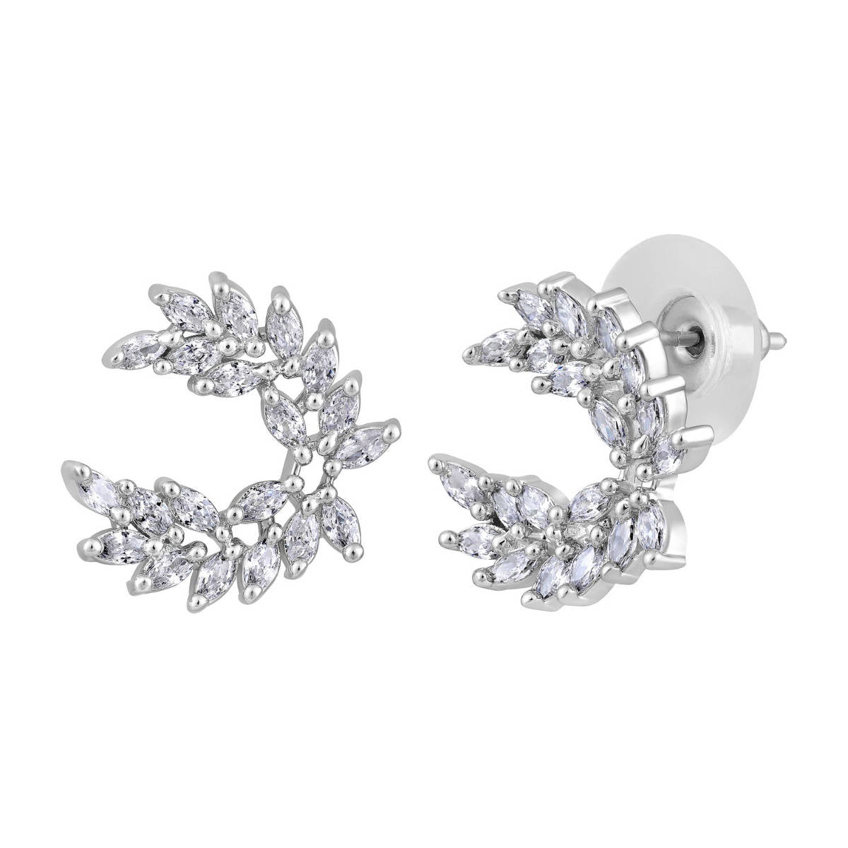 Aatmana Silver Plated CZ Studded Contemporary Studs Earrings