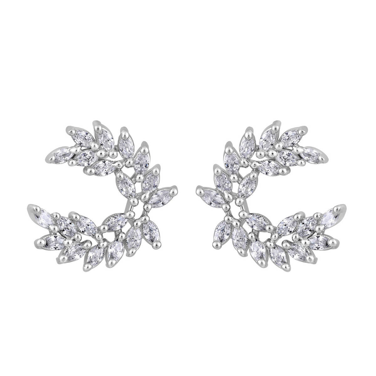 Aatmana Silver Plated CZ Studded Contemporary Studs Earrings