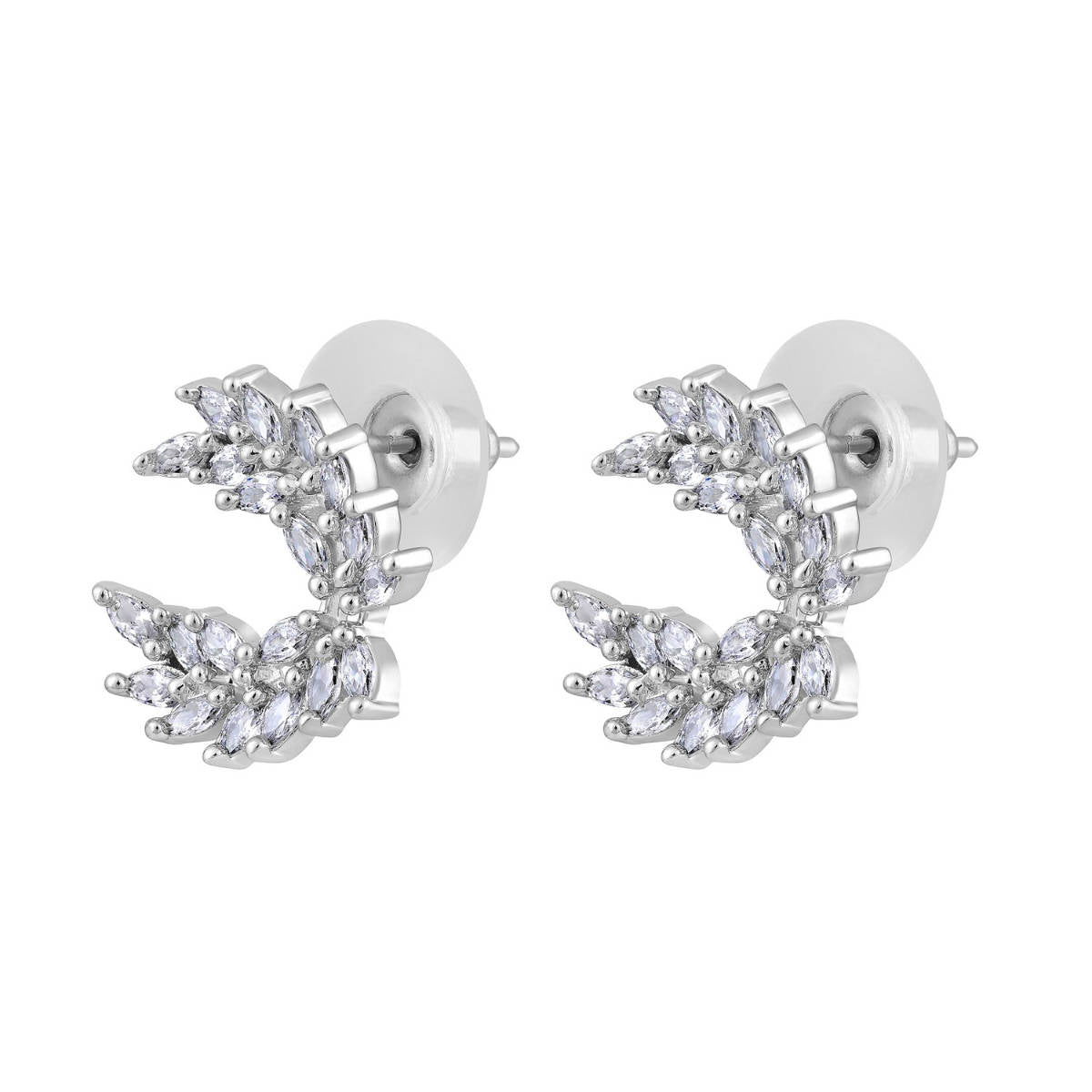 Aatmana Silver Plated CZ Studded Contemporary Studs Earrings