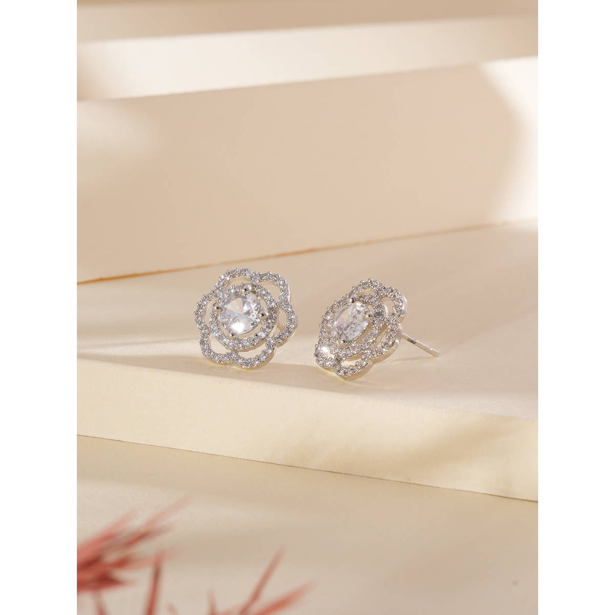 Aatmana Silver-Plated Floral Studs Earrings