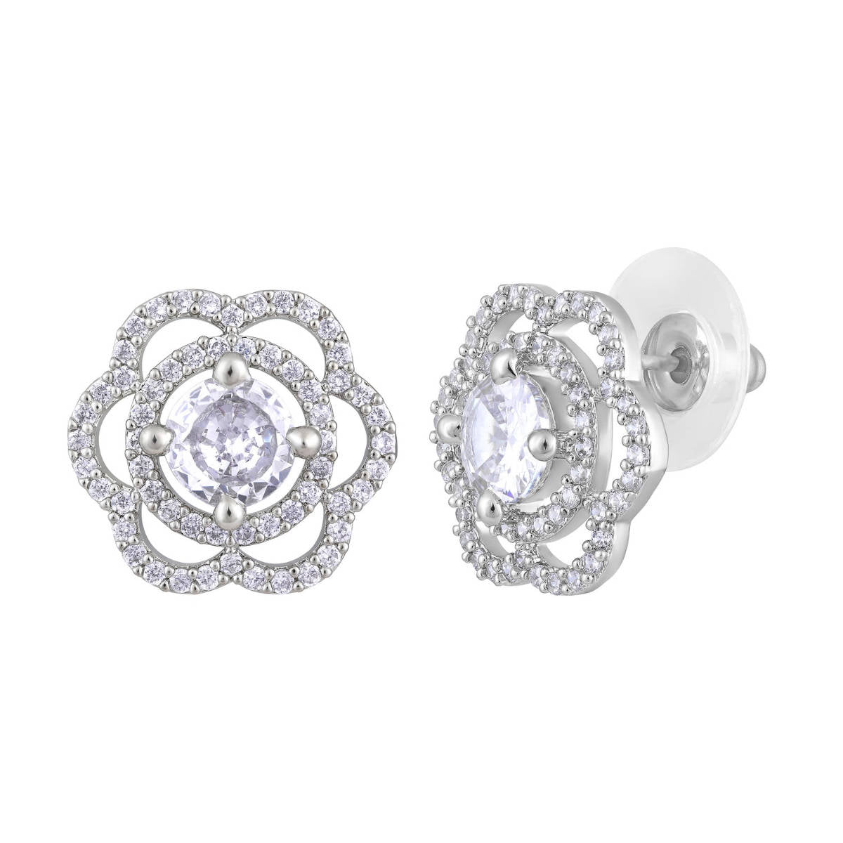 Aatmana Silver-Plated Floral Studs Earrings