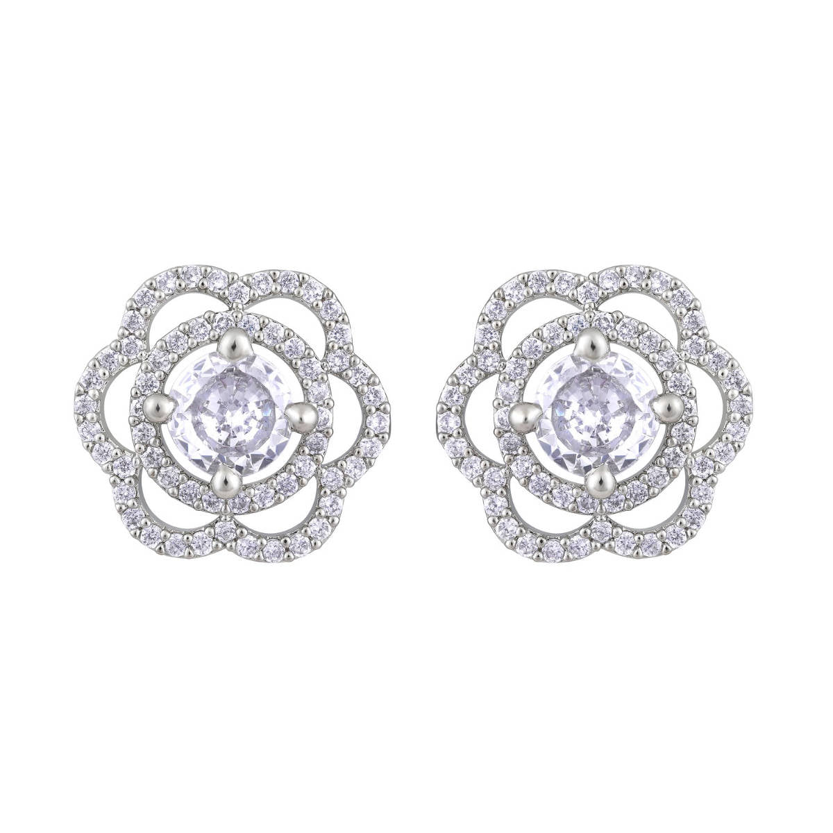 Aatmana Silver-Plated Floral Studs Earrings