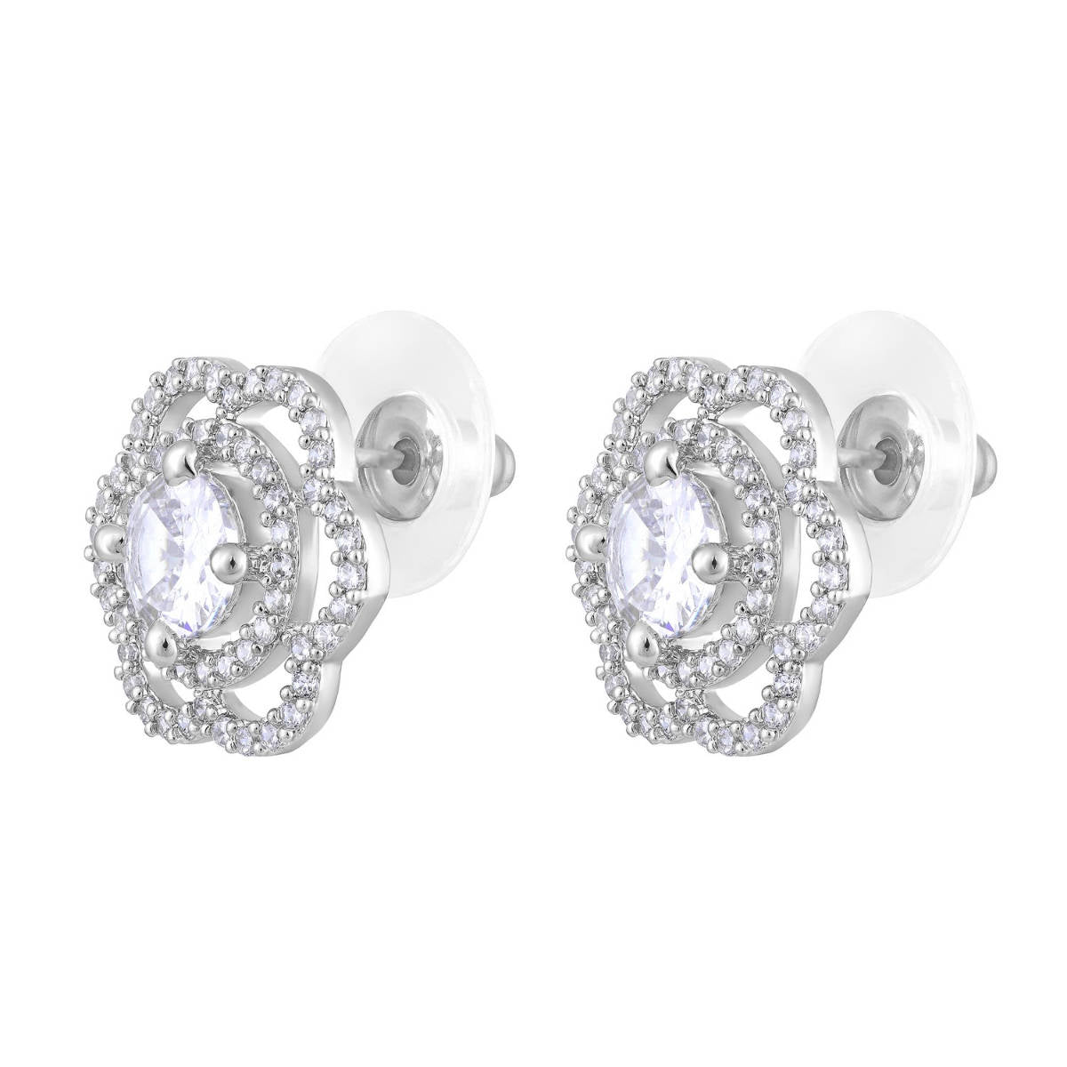 Aatmana Silver-Plated Floral Studs Earrings