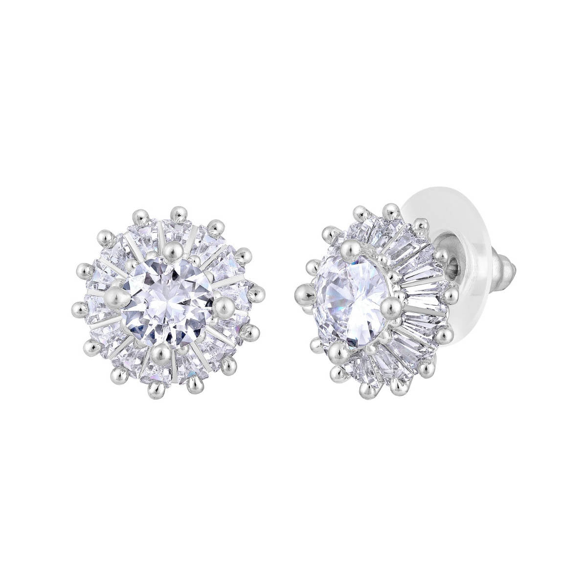 Aatmana White AD-Studded Floral Studs Earrings