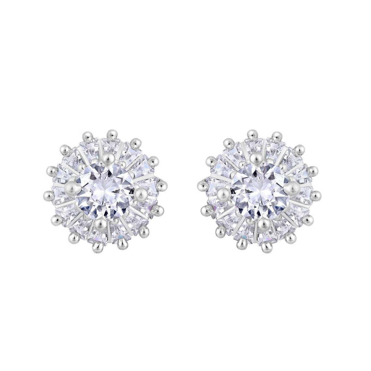 Aatmana White AD-Studded Floral Studs Earrings