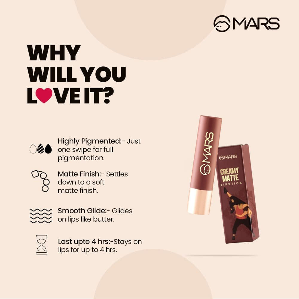 MARS Creamy Matte Lipstick 21-Giddha Glow (3.2g)