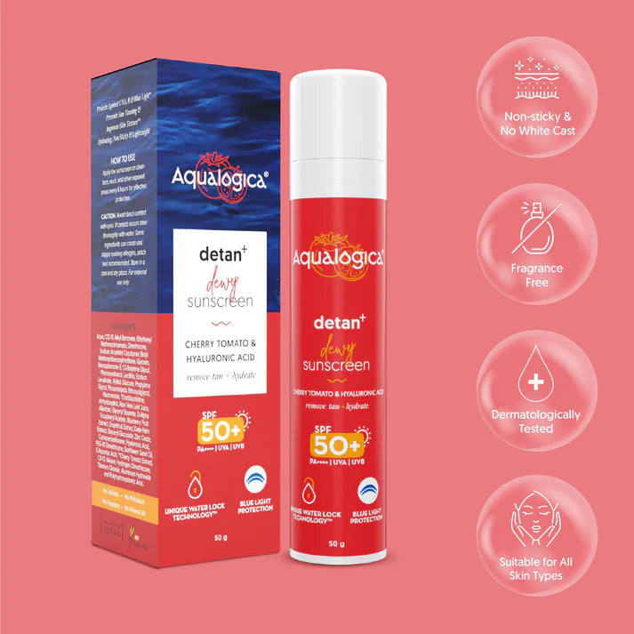 Aqualogica – Detan+ Dewy Sunscreen with SPF 50+ (50G)