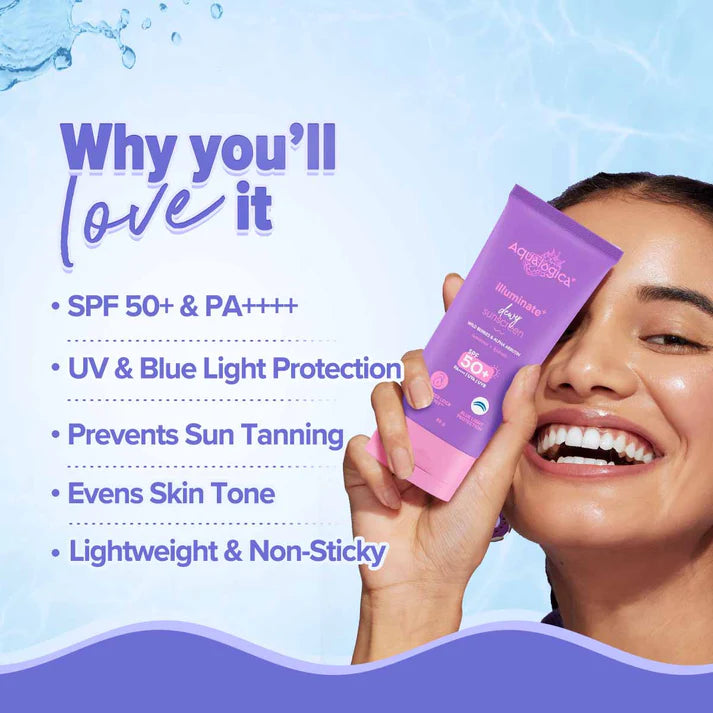 Aqualogica – Illuminate+ Dewy Sunscreen SPF 50+ (80g)