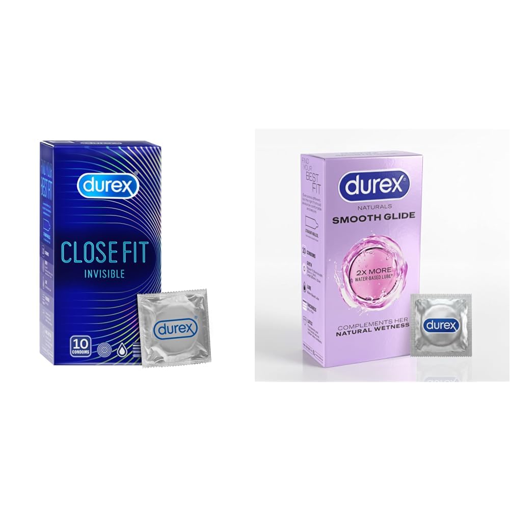 Durex Close Fit Invisible Condoms for Men - 10s | Ultra Thin Condom & Smooth Glide Condoms for Men - 10 Count | with 2X Water-Based Lubricant | Ultra Thin