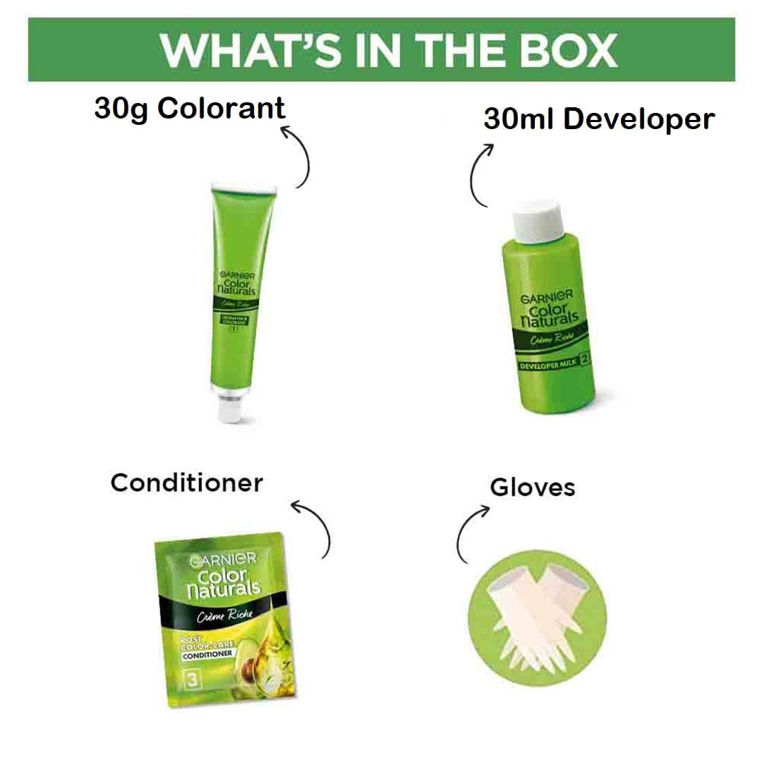 Garnier, Hair Colouring Creme, Smoothness & Shine, Color Naturals Mini, Shade: 1 Natural Black + 4 Brown, (35ml + 30g each) (PACK OF 2) 130g