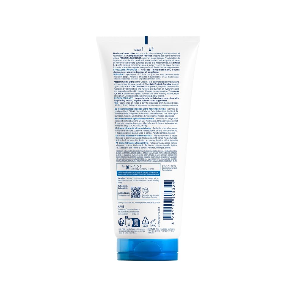 Bioderma Atoderm Creme Ultra-Nourishing - Moisturizer For Normal To Sensitive Dry Skin, 200ml