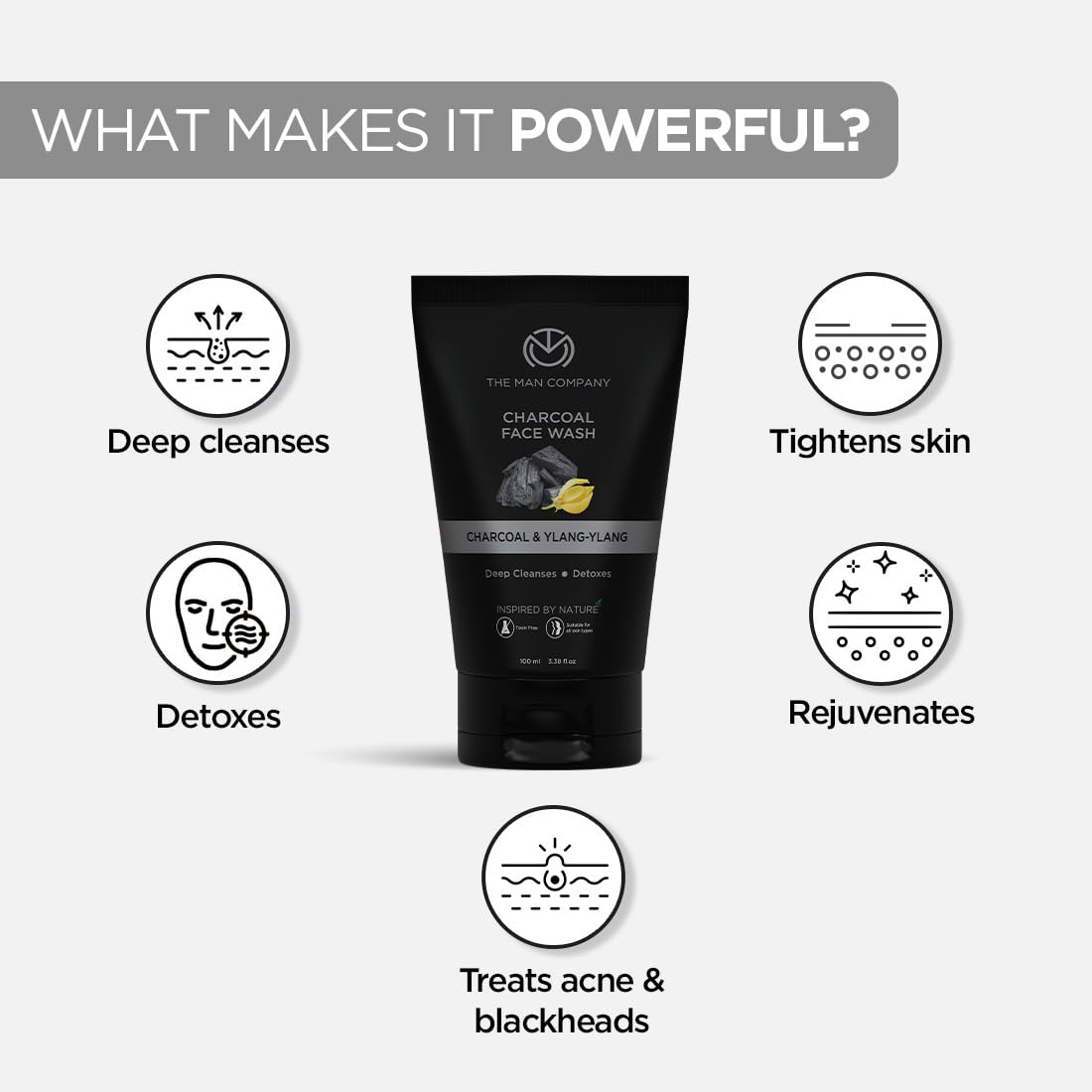 The Man Company DeTan Daily Pack with Activated Charcoal Face Wash & Daily Moisturising Face Cream | Argan, Shea Butter, Vitamin E | Deep Cleansing, Moisturizin