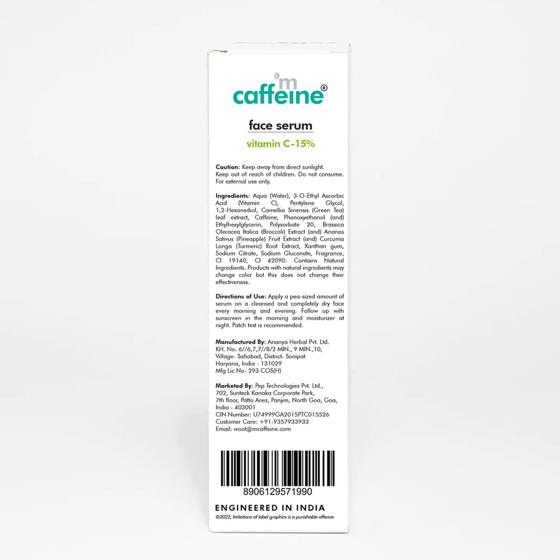 mCaffeine 15% Vitamin C Face Serum for Pigmentation & Dark Spot | Revives Dull Skin & Protects Against Sun Damage | Day & Night Serum for Face - 30ml 30 ml (Pac