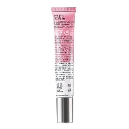 POND'S - Bb+ Cream For All Skin Types,Ivory Lightweight Natural Foundation & Light Foundation,Spf 30 Pa++,Instant Spot Coverage (18g)