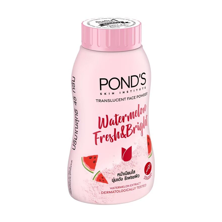POND'S Watermelon Fresh & Bright Translucent Facial Powder For All Skin Types, 50 Gm, Rose