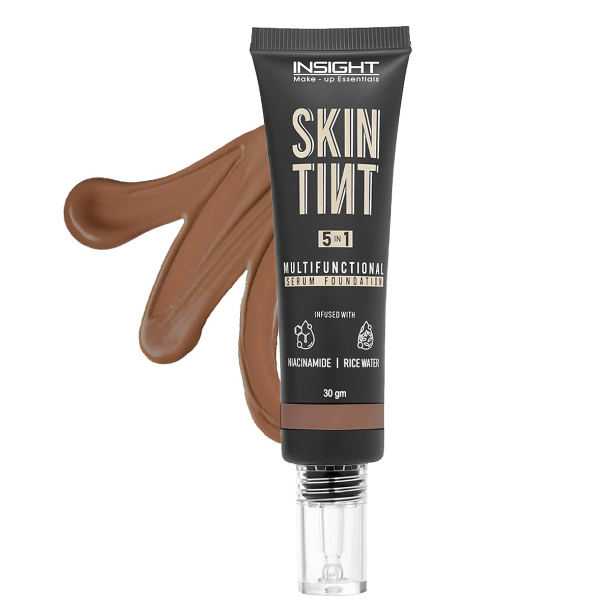 INSIGHT Skin Tint 5-in-1 Serum Foundation (30g) | SPF 20 PA++++ | Lightweight, Hydrating & Brightening with Niacinamide & Rice Water | Primer, Moisturizer & Sunscreen in One | For All Skin Types - Shade: Brewtiful