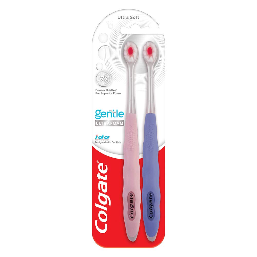 Colgate Plax Pepper Mint Mouthwash, 0% Alcohol - 500 ml & Gentle UltraFoam Ultra Soft Bristles Manual Toothbrush & Strong Teeth Cavity Protection Toothpaste, Co