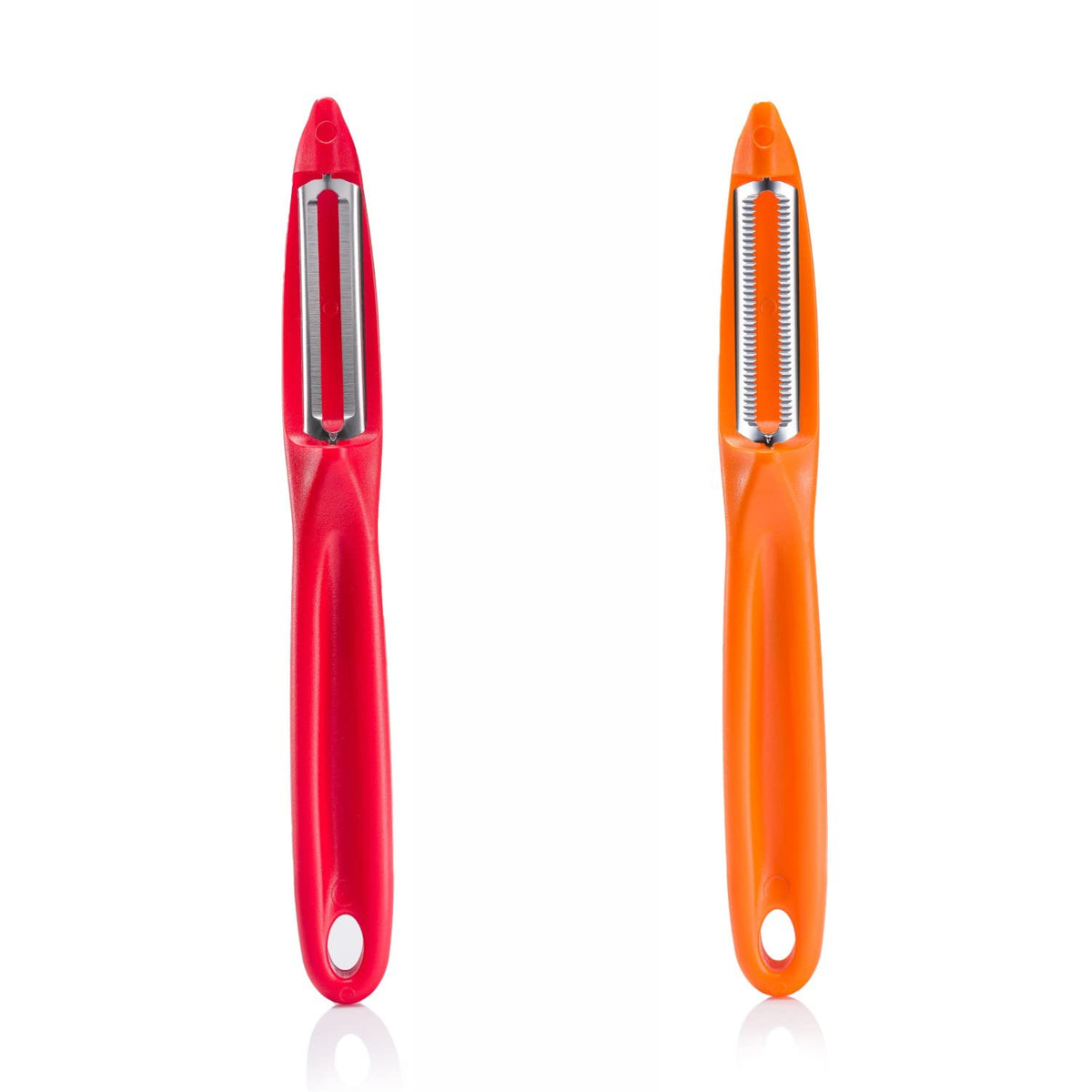 JAVA Universal Peeler || Stainless Steel Blade || Serrated and Regular Dual Edge Blade Kitchen Tool for Home and Professional Use || Pack of 2 Pieces Orange and