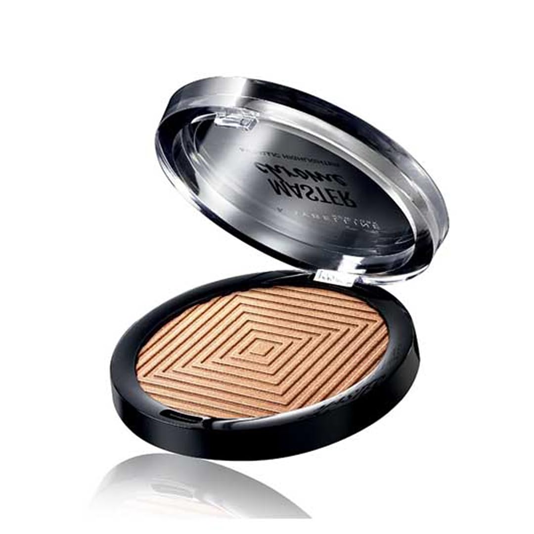 Maybelline New York Face Studio Master Chrome Metallic Highlighter, luminous skin, heated tone effect - Molten Gold suits medium to dark tones| 6.7 grams