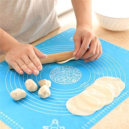 Sakoraware Reusable Heavy Quality Non-Stick Heat Resistant Silicon Kneading Dough Baking Measuring Mat Cake Fondant Rolling Sheet with Scale 50 x 40 cm (Random