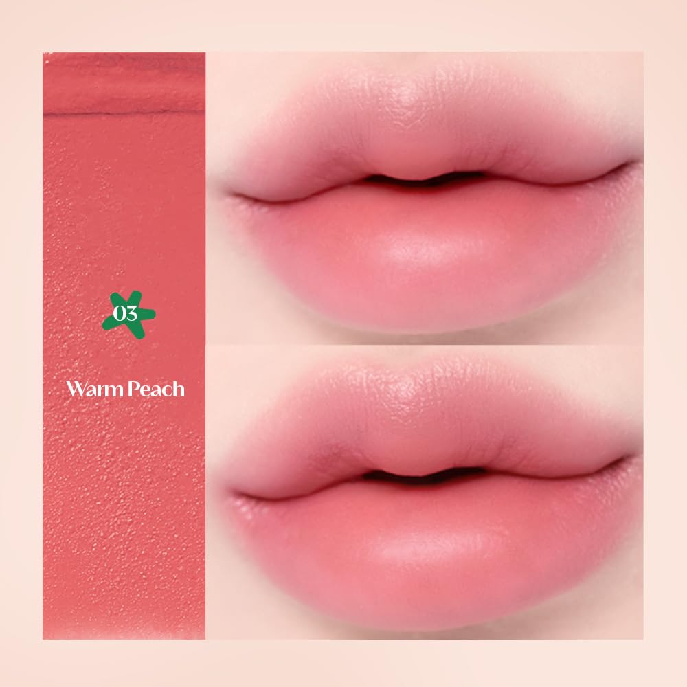 Etude Fruity Lip & Cheek Blur Balm| Cream blush, Soft Melting Texture| Highly pigmented Korean Tint| Cute Puff applicator|Korean Makeup- 03 Warm Peach 2.3g