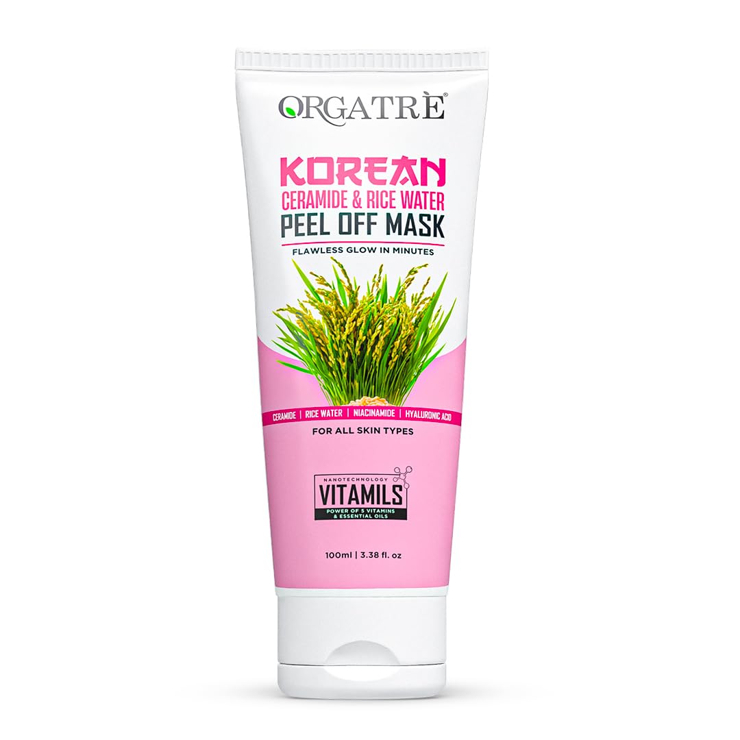 Orgatre Korean Peel Off Mask with Ceramide & Rice Water | Brightening & Hydrating Face Mask | Removes Blackheads, Dead Skin & Tan | For Glassy & Radiant Skin |