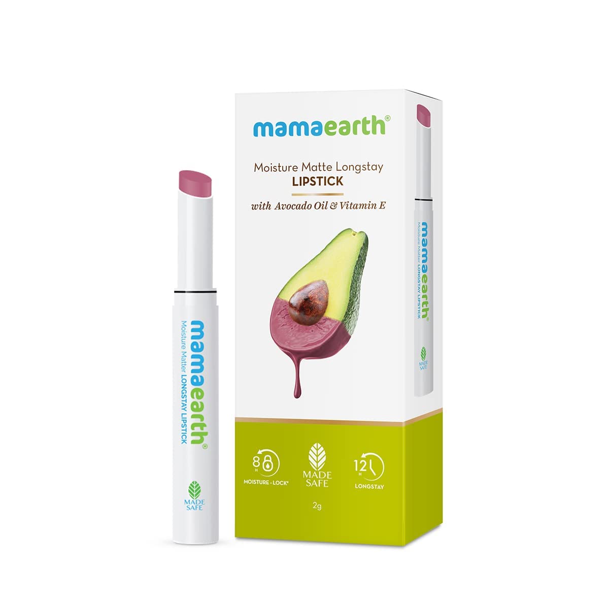 MAMAEARTH Moisture Matte Long Stay Lipstick with Avocado & Vitamin E 0.07 Oz/2g