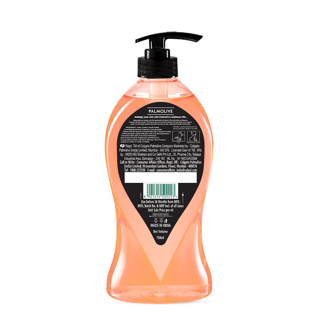 Palmolive Luminous Oil Invigorating Body Wash, 750ml Pump Bottle, 100% Natural Macadamia Oil & Peony Extracts For Everyday Freshness & Radiant Skin, PH Balanced