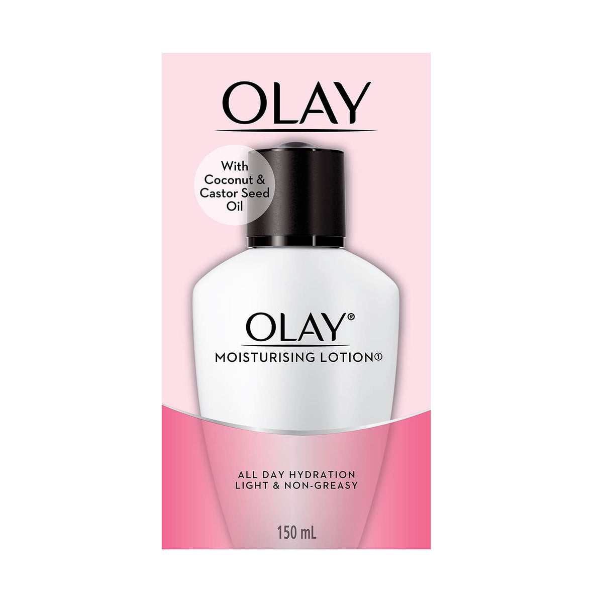 Olay Moisturising Lotion | Hydrates and Locks in Moisture | Light Weight and Non Greasy | With Coconut & Castor Seed Oil | Normal, Oily, Dry & Combination Skin