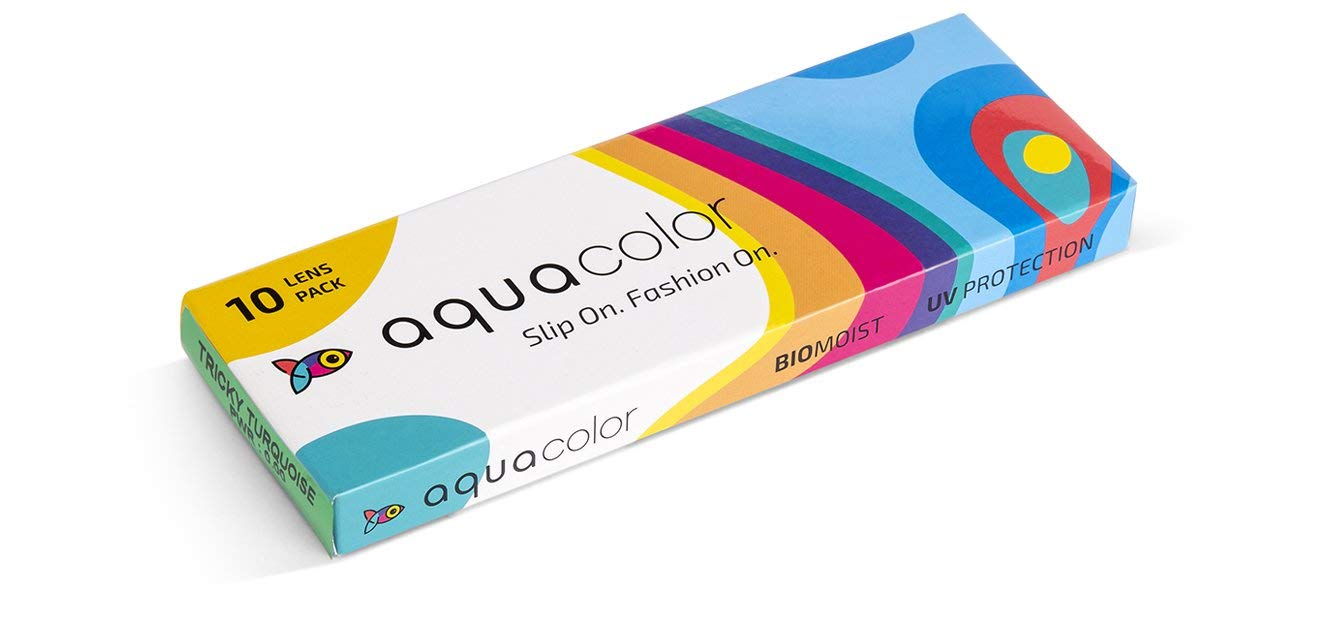 Aquacolor Daily Disposable Colored Lenses with 0 Power - Tricky Turquoise - (10 Lens/Box)