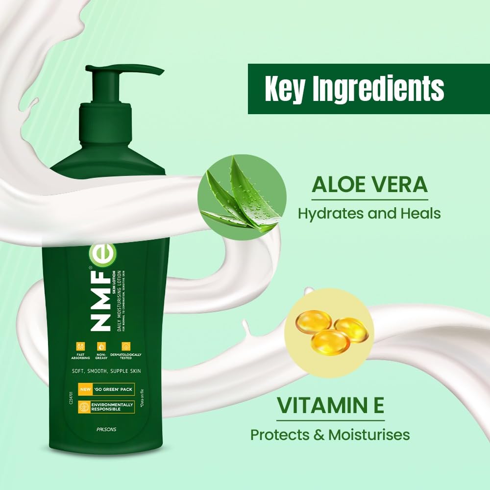 NMF-E Body Lotion | Body Moisturiser for Dry Skin with Natural Moisturising Factors | Quick Absorbing, Non-Greasy Formula | Body Lotion for Women & Men | 450 ml