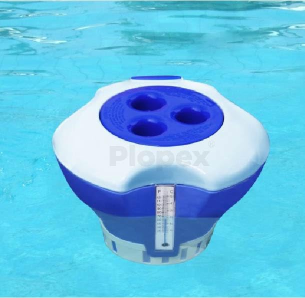 Swimming Pool Chemical Floating Chlorine Tablets Dispenser with Thermometer for Swimming Pools, Spas, Hot Tubs, Fish Ponds & Aquarium.