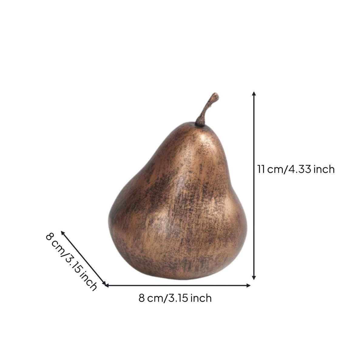 Easy to Clean Pear-Shaped Resin Ornament Compact Mottled Brown Pear Ornament Sculptural Tabletop Accent Versatile for Display Shelf, Living Room, Dining Table,