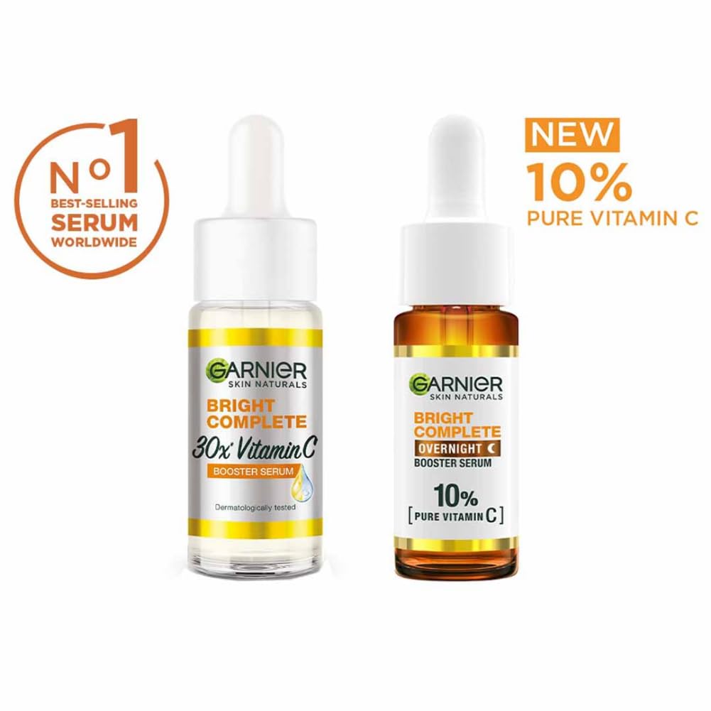 Garnier 30X Vitamin C Day + 10% Vitamin C Night Serum Combo - Wake Up to 73% Brighter Skin, Reduces Dark Spots & Promotes Even Skin Tone, Suitable for all Skin