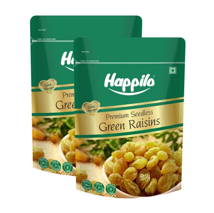 Happilo Premium Seedless Green Raisins 1 kg | Quality Kishmish/Kismis | Dry Fruits, Healthy Snacks | Rich in Iron & Vitamin B | Antioxidant Rich | Healthy Dry F