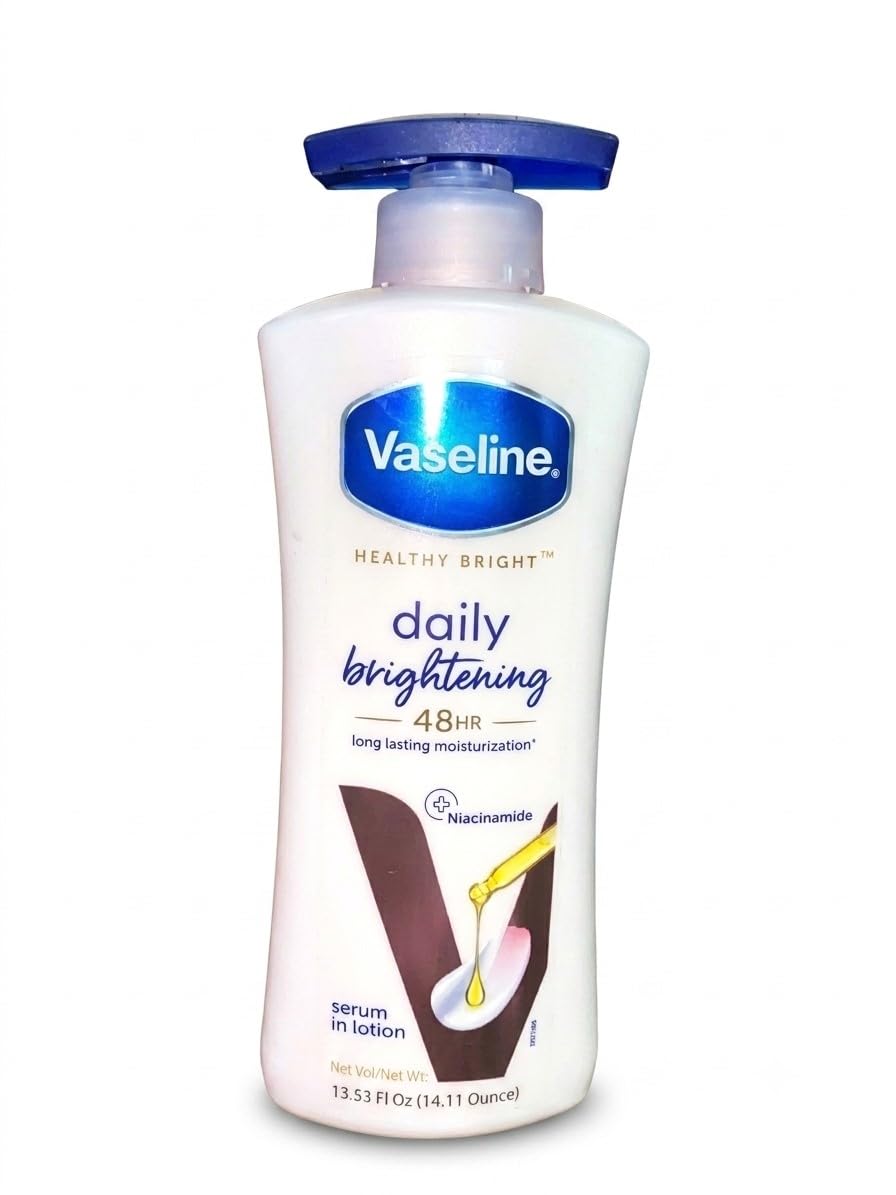 Vaseline Healthy Bright Body Lotion 400 ml, Daily Brightening Moisturizer with Sunscreen for Dry Skin, Gives Non-Greasy Glowing Skin - For Men & Women