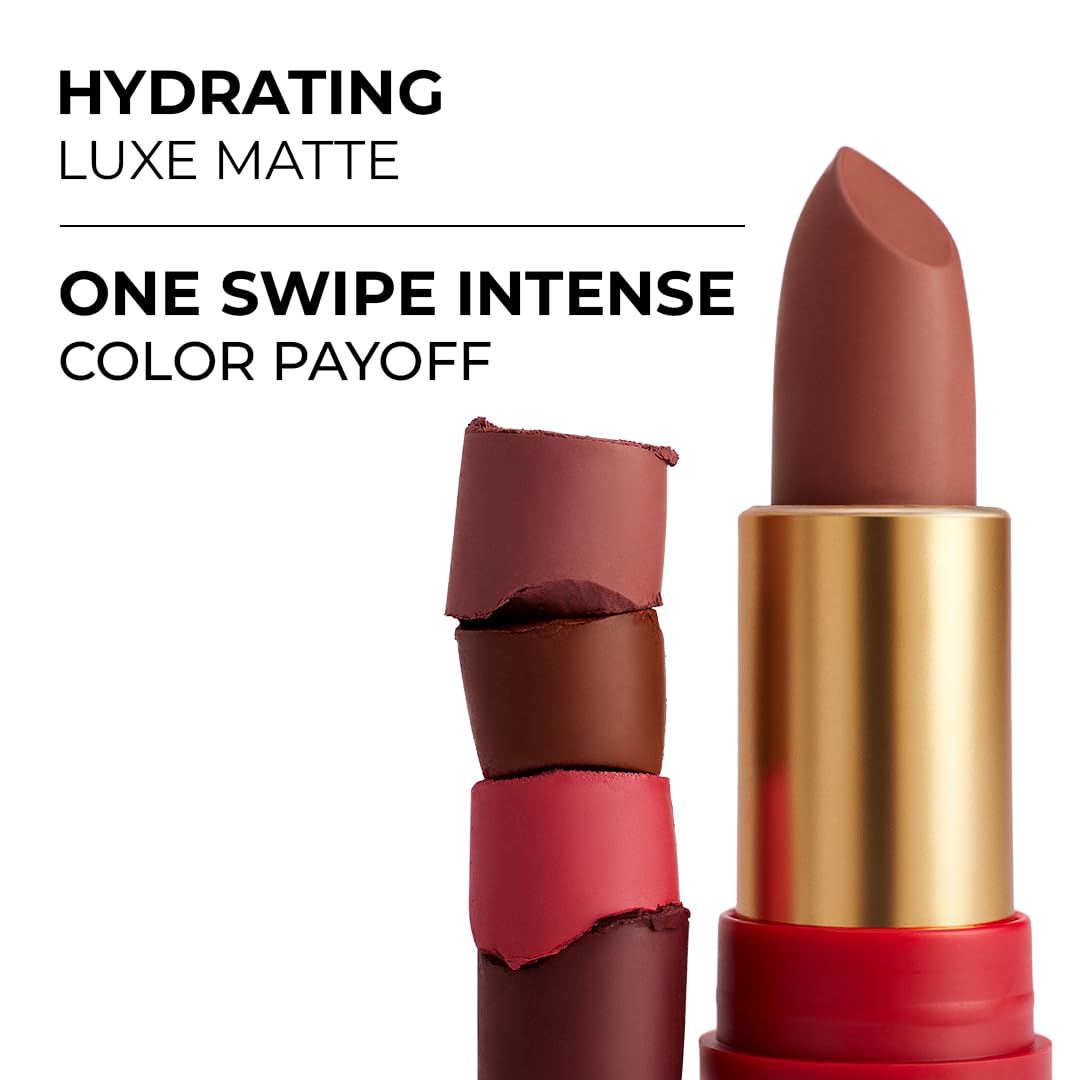 LoveChild Masaba 90s Drip Caramel (Pink Nude) Luxe-Matte Lipstick with Intense One-Swipe Color Payoff in High-Pigment HD Crème Matte Formula, 4gm