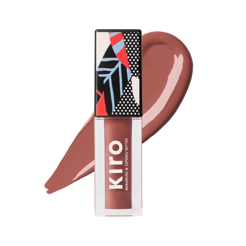 Kiro Glossfinity Crème Gloss - Cocoa Walnut, 5ml | High-Shine Nude Lip Gloss | Hydrating, Non-Sticky Formula | Enriched with Murumuru & Cupuacu Butters | 8 Shades for Every Indian Skin Tone